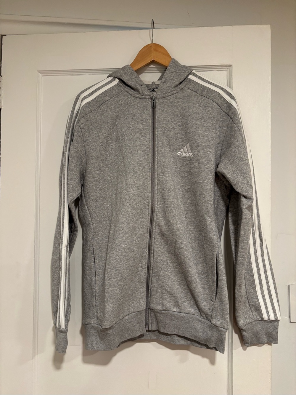 adidas Men's Full-Zip Hoodie Gray Medium
